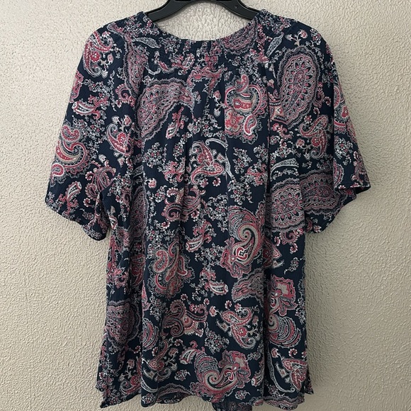 Women’s Plus Size Catherine’s Peasant Top, 2X, Blue, Paisley - Picture 5 of 6